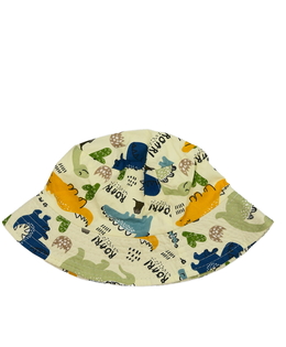 Žlutý klobouk s dinosaury obvod 52 cm