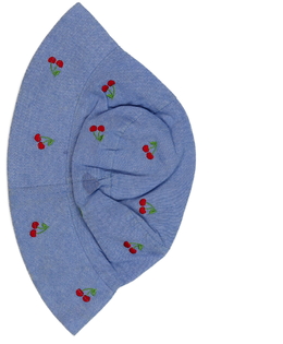 Modrý klobouk s třešněmi 54 cm Tu 