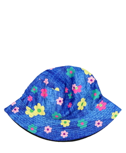 Modrý květinový klobouk 