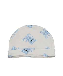 Bílá bavlněná čepička s modrými medvědy