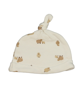 Krémová bavlněná čepička s ovečkami Primark 