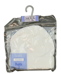 Nové bílé bavlněné čepičky 2 ks M&S