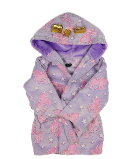 Fialový hebký župan s jednorožci 