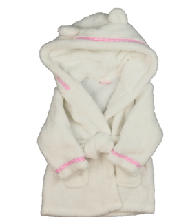 Bílý župan s růžovými detaily a oušky 