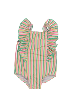 Barevně pruhované plavky s volánky George