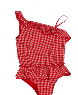 Červené kostkované plavky s volánky Primark 