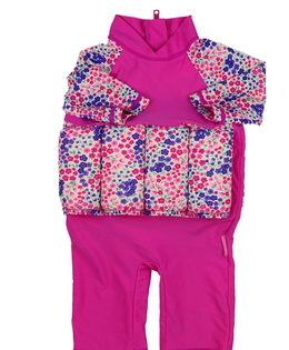 Růžové květinové plavky s plovacími válečky