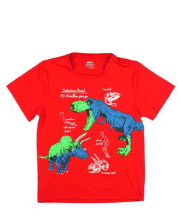 Červené plavkové triko s dinosaury 