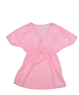 Růžový madeirový přehoz přes plavky 