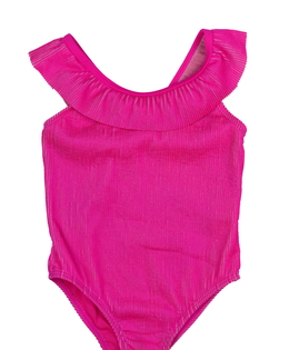 Růžové lesklé plavky s volánky Primark 
