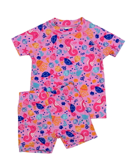 Růžové dvoudílné plavky s mořskými tvory