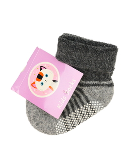 Nové šedé protiskluzové ponožky 45% vlny