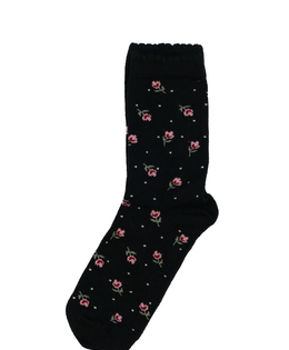Nové černé ponožky s květinami EUR 39-42