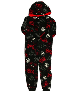 Černý vánoční teplý overal 