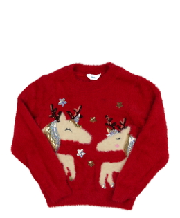 Červený žinylkový vánoční svetr M&Co 