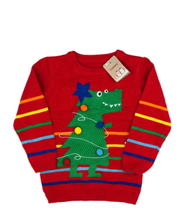 Nový červený vánoční dinosauří svetr Nutmeg