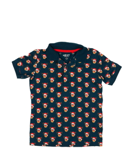 Modré vánoční triko s  límečkem Next