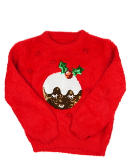 Červený vánoční žinylkový svetr 