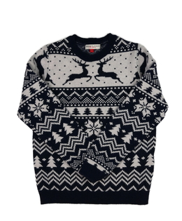 Modrý vzorovaný vánoční svetr