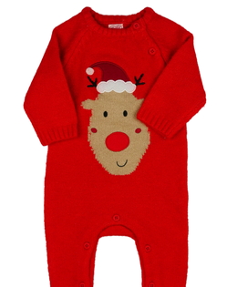 Červený vánoční teplý overal 