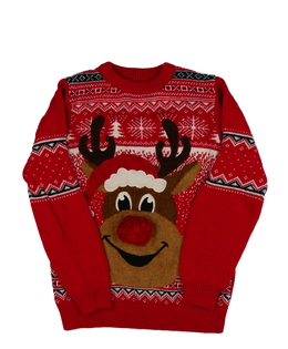 Červený vánoční svetr se sobem Next