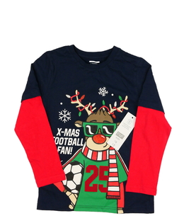 Nové modro-červené vánoční triko F&FR