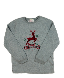 Šedý fleecový pyžamový vánoční vršek 