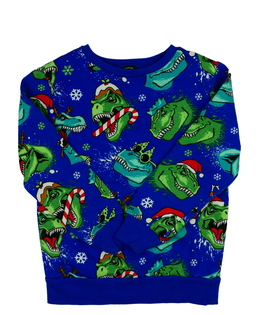 Modrá vánoční mikina s dinosaury George