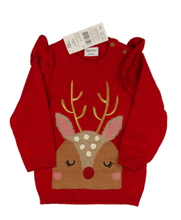 Nový červený vánoční svetr s volánky F&F