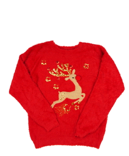 Červený žinylkový vánoční svetr F&F