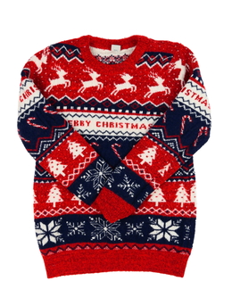 Modro-červený vánoční svetr Tu 