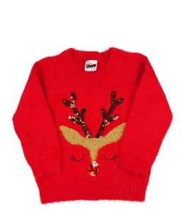 Červený žinylkový vánoční svetr George