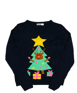 Modrý vánoční svetr