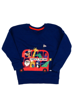 Modrá vánoční mikina se zvířátky George