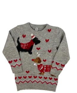 Šedý vánoční delší svetr s pejsky Tu 