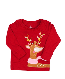 Červené vánoční triko se sobem Mothercare