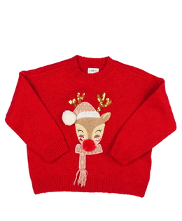 Červený vánoční svetr se sobíkem F&F