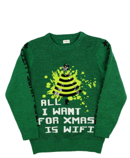 Zelený vtipný vánoční svetr F&F