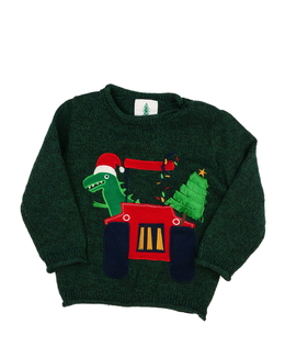 Zelený vánoční svetr s dinosaurem George