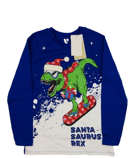 Nové modré vtipné vánoční triko s dinosaurem 