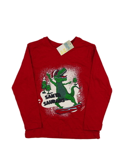 Nové červené vánoční triko s dinosaurem Primark 
