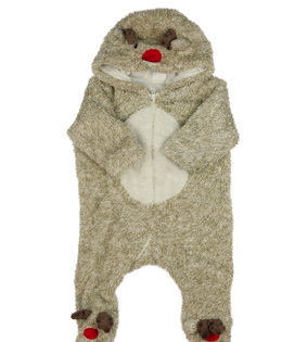 Hnědý chlupatý vánoční overal F&F