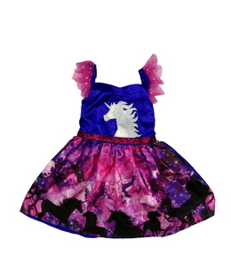 Fialovo-růžové karnevalové šaty s jednorožci