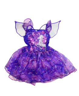 Fialové karnevalové šaty s křídly 