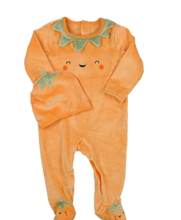 Oranžový hebký halloween overal a čepička George