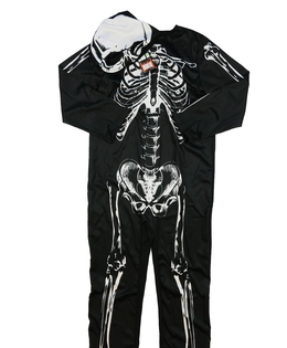 Nový černý karnevalový overal s maskou kostra 