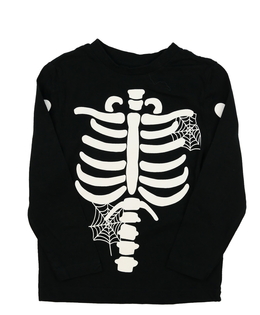 Černé halloweenské triko s kostrou F&F