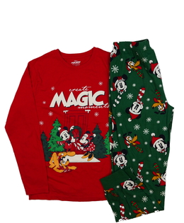 Červeno-zelené vánoční pyžamo Mickey Disney Primar