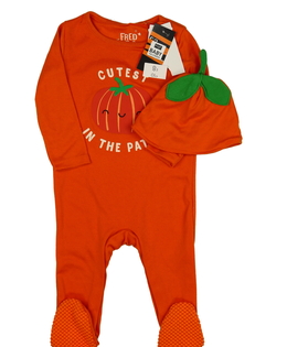 Oranžový halloween overal a čepička F&F