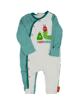 Zelený pruhovaný overal s housenkou Tu